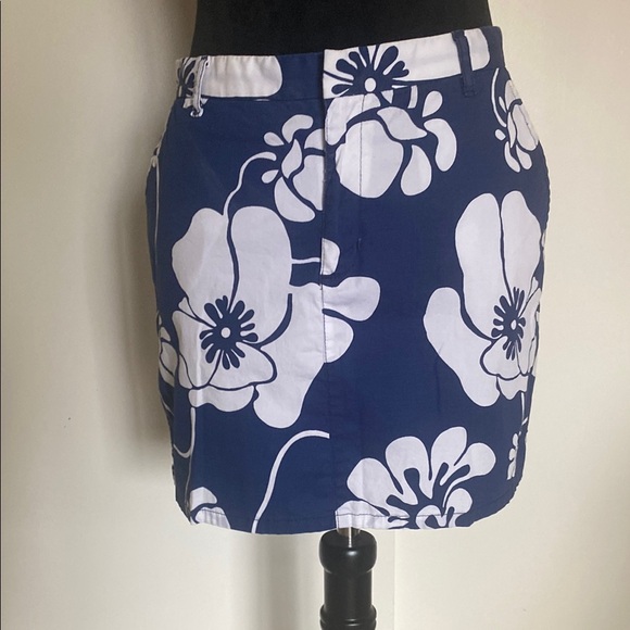 Roxy Blue and White Floral Mini Skirt - Picture 1 of 9